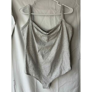 Skims Cotton Jersey Scoop Neck Bodysuit in Light Heather Grey Womens Size 2X